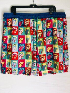 NEW The Rolling Stones Men's Size 2XL (44/46) Lined Swim Trunks Tongue Logo NWT